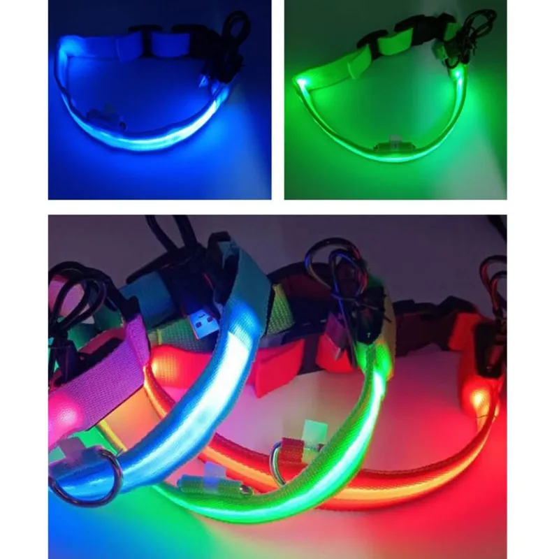 

Pet USB Charging LED Luminous Collar Safe Walking At Night Anti-lost Led Light Glowing Adjustable Collar For Cat And Dog 52-60cm