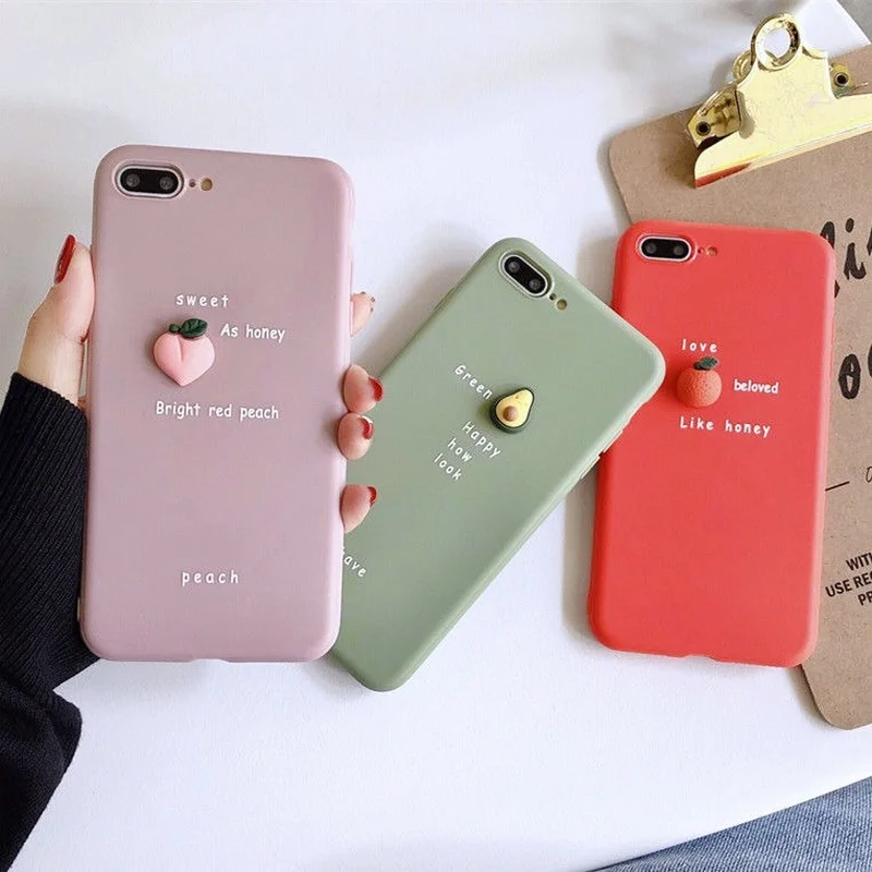 

Fruit Cover for IPhone 7 8 X XS MAX5 Ornament Mobile Phone Shell Phone Case 3d Cartoon Back Covers Peach Avocado