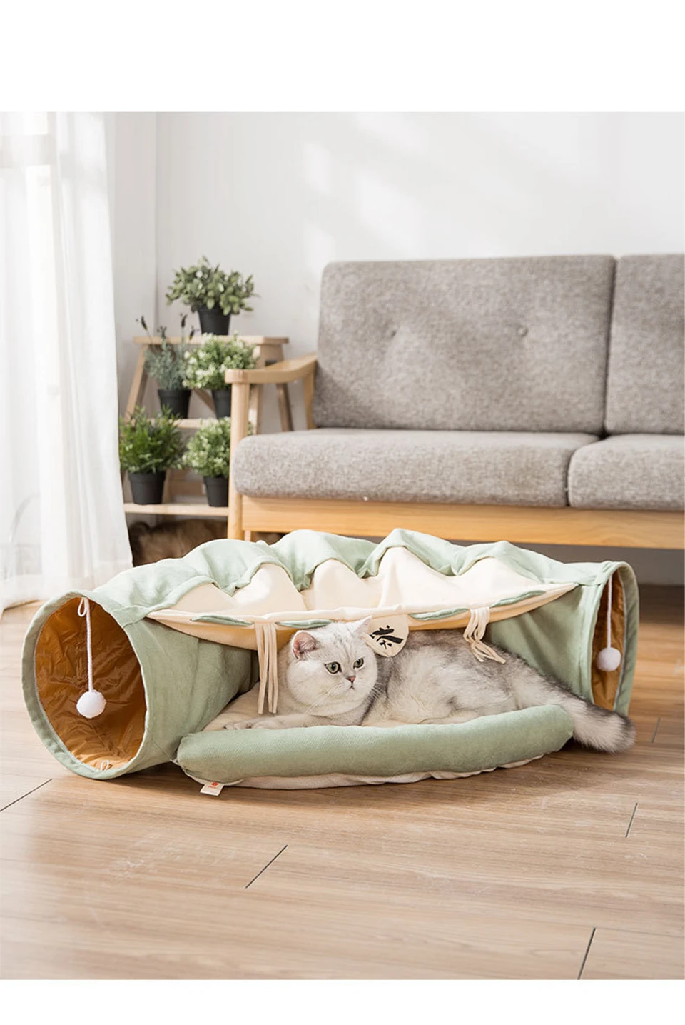 Забавная кошка кровать-туннель складной кринкл Pet палатка котенок щенок хорьки кролик интерактивные игрушки 2 отверстия туннель Pet кошка гнездо