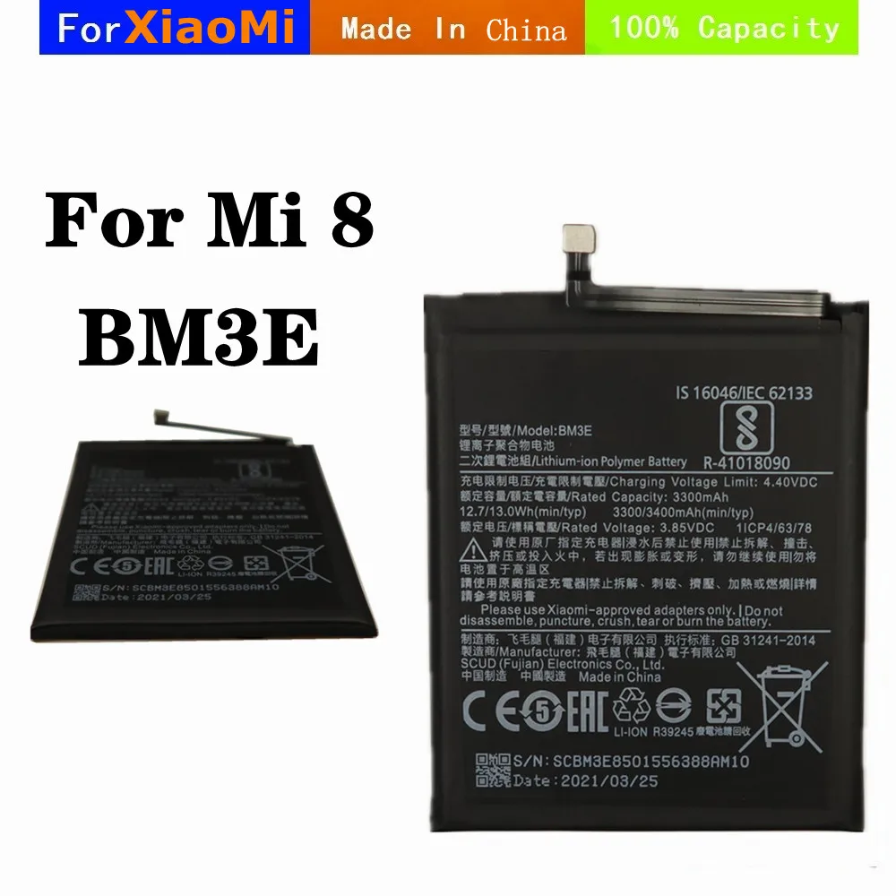 

Аккумулятор BM3F для Xiaomi 8, MI8, M8, Mi 8, Mi 8 Pro, Mi8 Pro, Mi 8 Explorer, 3000 мАч, батареи для телефона большой емкости