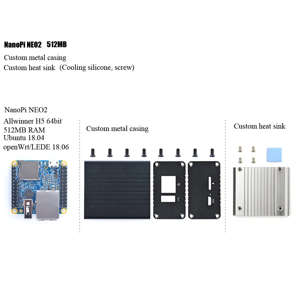 NanoPi NEO2 Allwinner H5 макетная плата 64 бит четырехядерный a53 Gigabit Ethernet встроенный шесть ядер Mail450 GPU Run UbuntuCore - Цвет: 512MB
