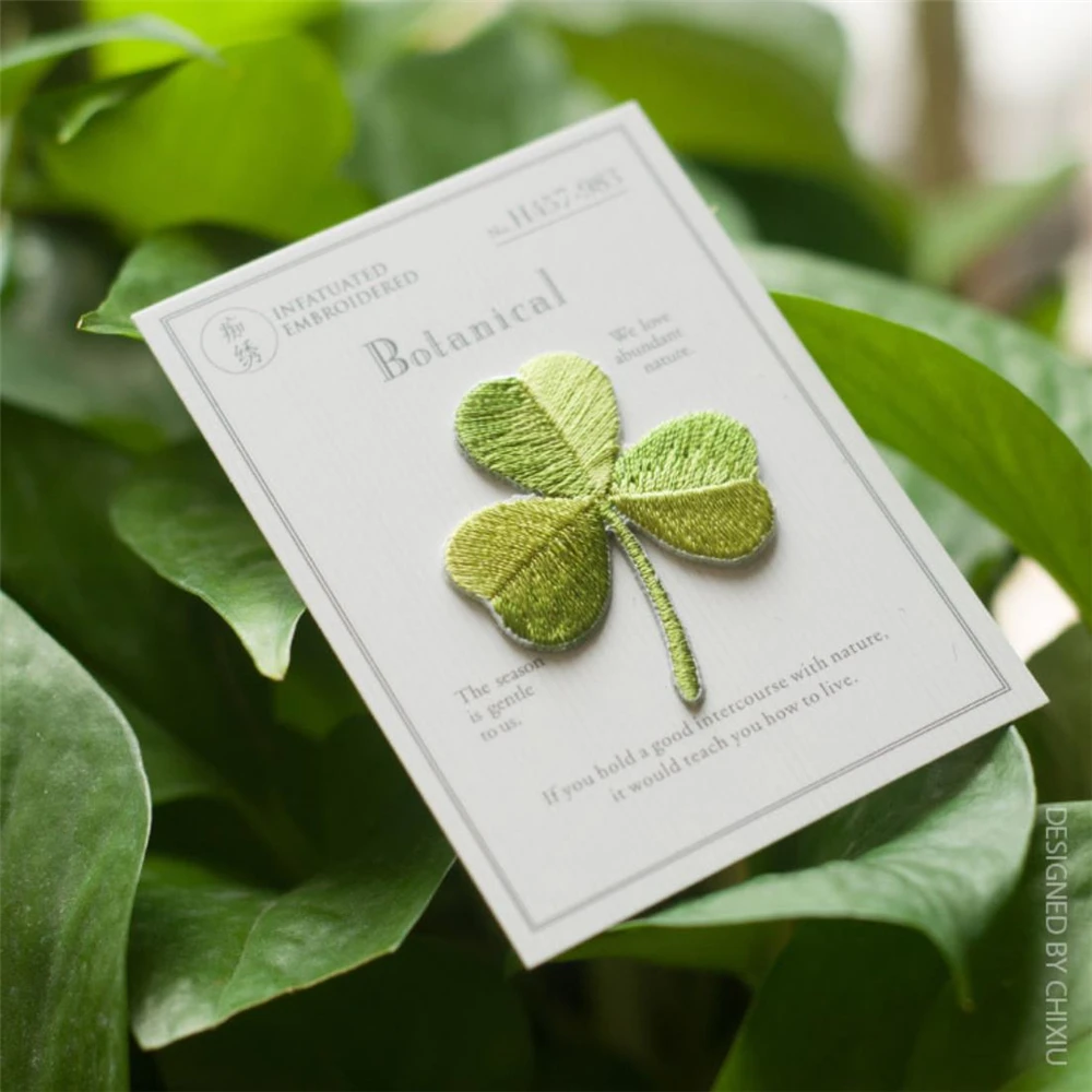 Нашивки в виде четырехлистного клевера для одежды аппликации с помощью утюга