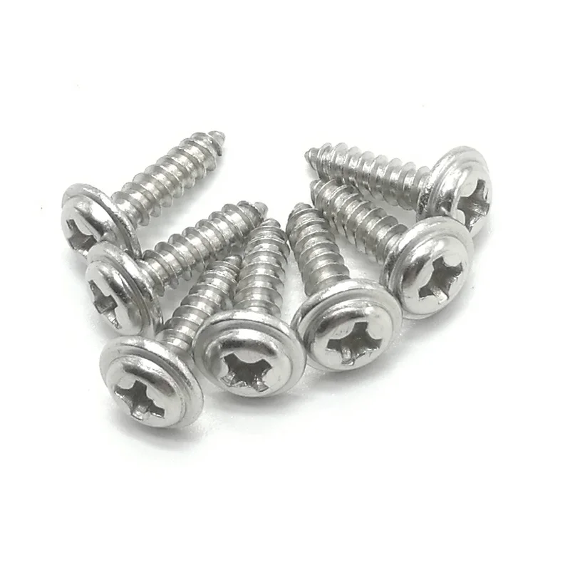 100pcs Round Head PWA stainless steel / with black or nickel self-tapping Padded Screws Collar Pad Washer Screw | Обустройство дома