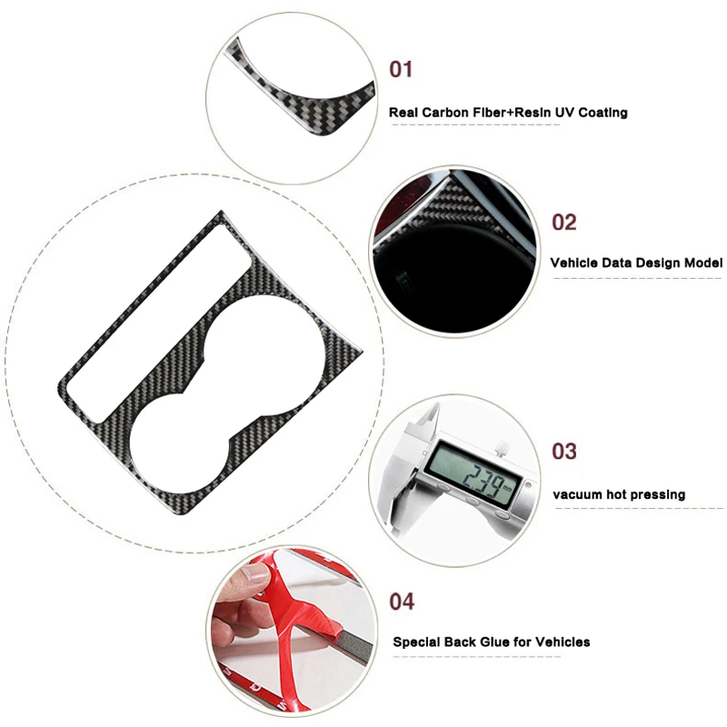 

Carbon Fiber Water Cup Holder panel Trim Strip Car interior 3D Sticker For Audi A4 B8 A5 2009-2016 Car Styling Accessories