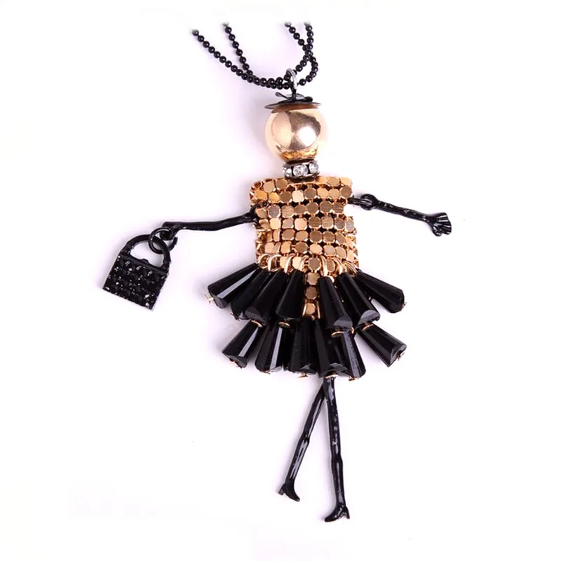 Горячая 1 шт. женская кукла милое Черное длинное ожерелье и платье с подвеской для