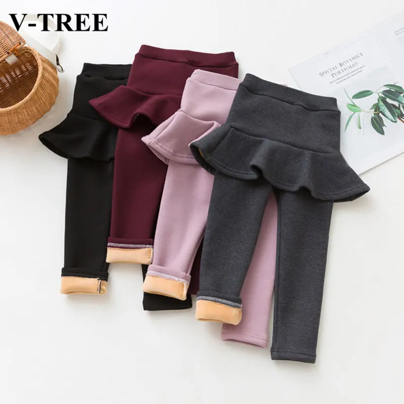 Бархатные леггинсы для девочек Плотные детей Цветная детская юбка Зимние теплые