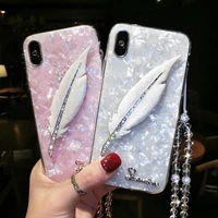 luxury 3d feather shell soft phone case for samsung galaxy a71 a51 5g a41 a21s a70 a50 a40 a70s a50s a30s s7 edge with lanyard