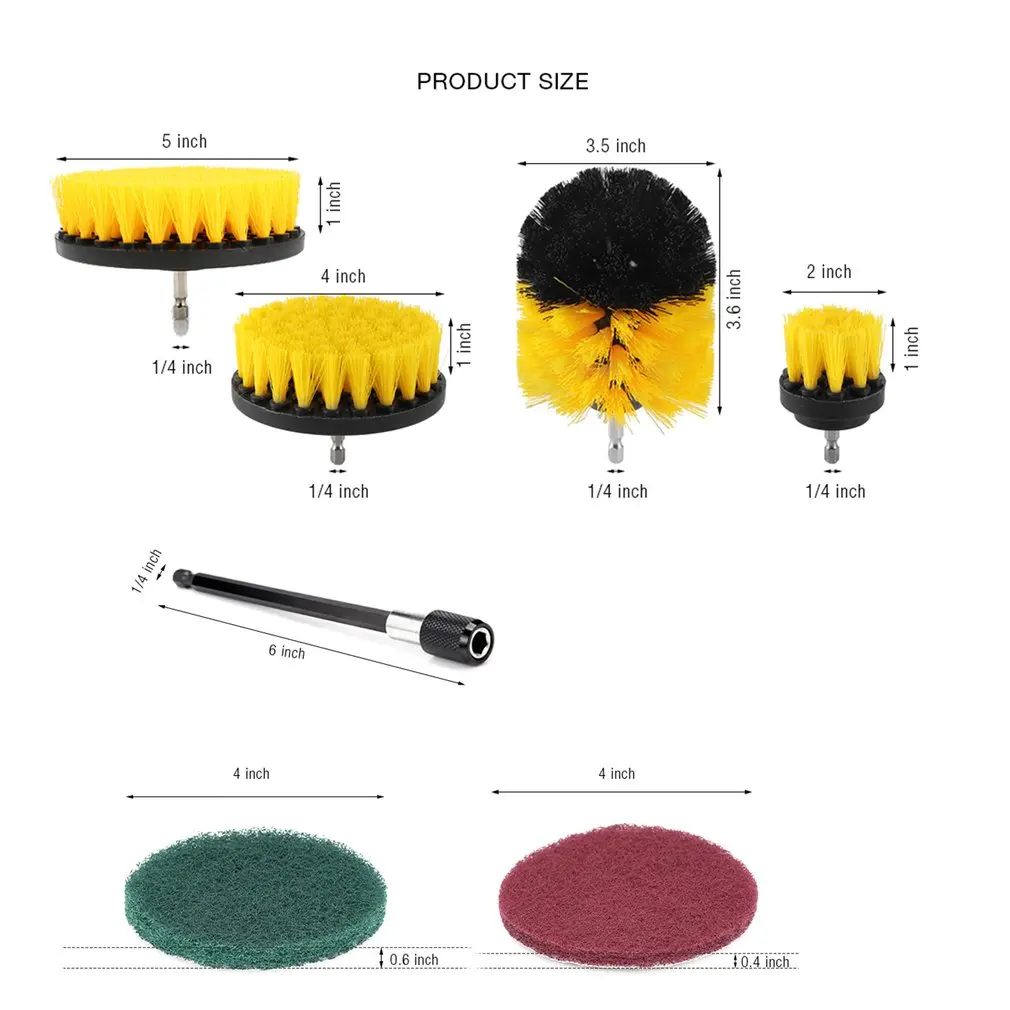 

12Pcs Electric Drill Brush Kit Plastic Round Cleaning Brush For Carpet Glass Car Tires Nylon Brushes Power Scrubber Drill