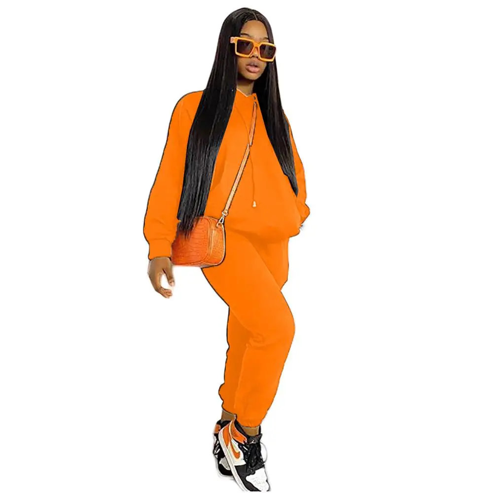 

Plus Size Women Tracksuits Autumn Solid Long Sleeves Sweatshirt Outfits Girls Comfortable Sweatpants Two Pieces Sets