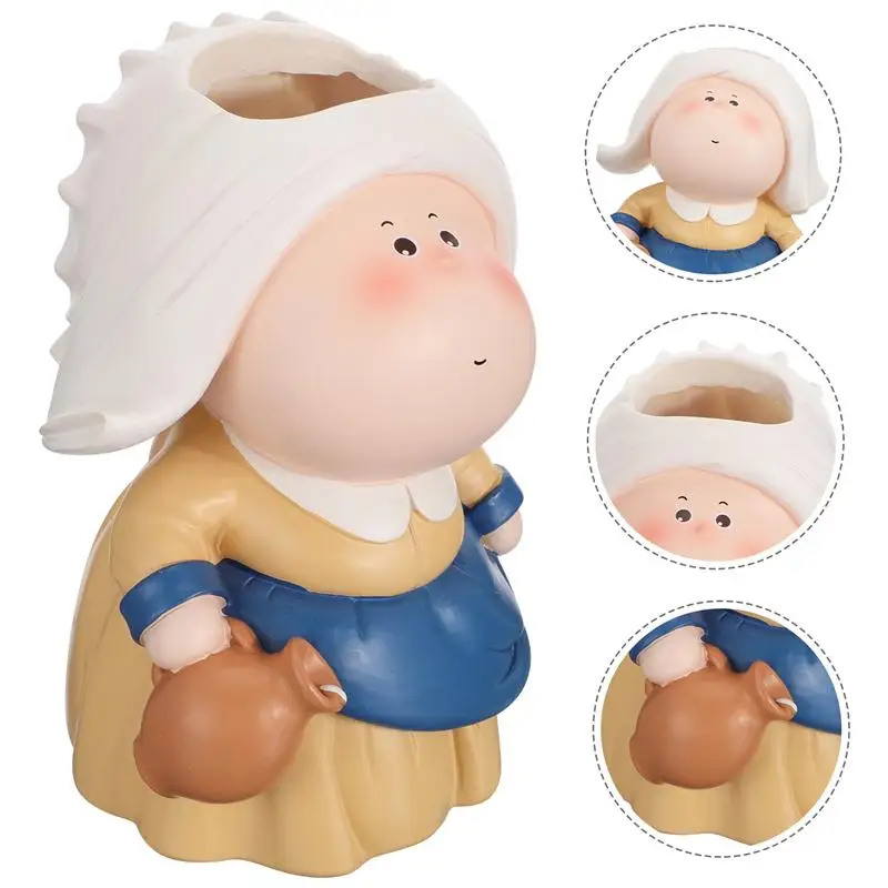 

1pc Cartoon Creative Student Resin Pen Holder Desktop Decor Pen Container Pen Organizer