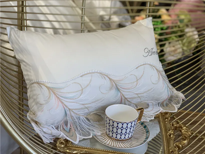 Кружевной Край Египетский хлопок пододеяльник набор желтый кремовый белый