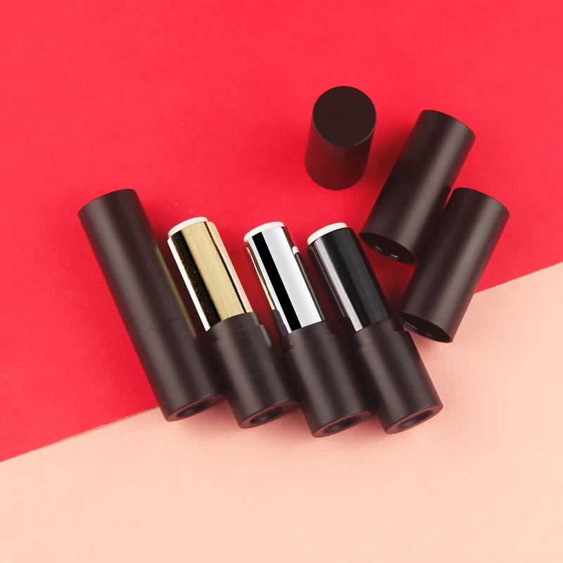 Wholesale Lipstick Tube Container Round High-grade Matte black Lipstick Tube Cosmetic Lip Balm Packaging Container 12.1mm