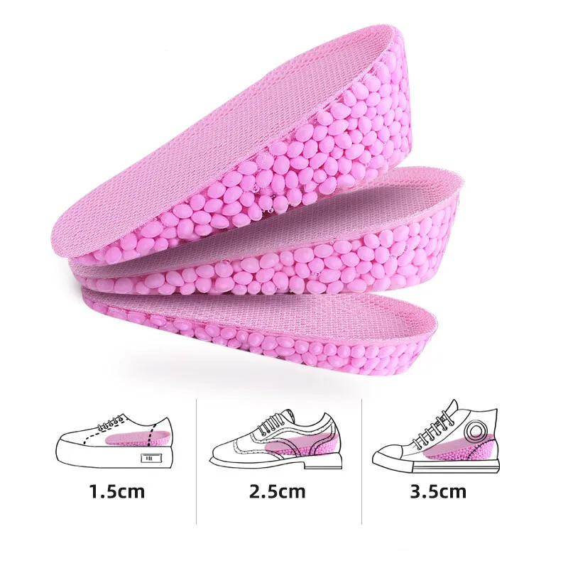 

1 Pair Shoe Insoles Breathable Half Heighten Heel Insert Sports Shoes Pad Cushion Unisex 1.5-3.5cm Height Increase Insoles