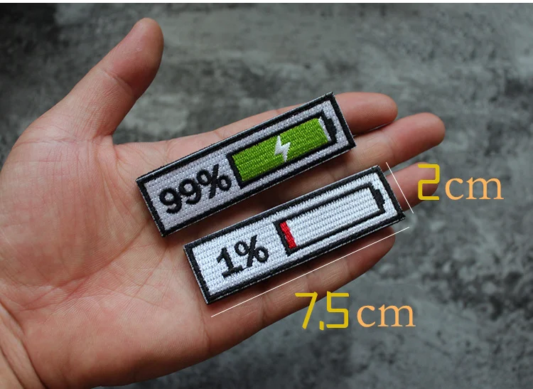 Power display вышивка/ПВХ Патчи волшебные наклейки Боевая голова нарукавник заряд 99% патч 1% значок для одежды рюкзак