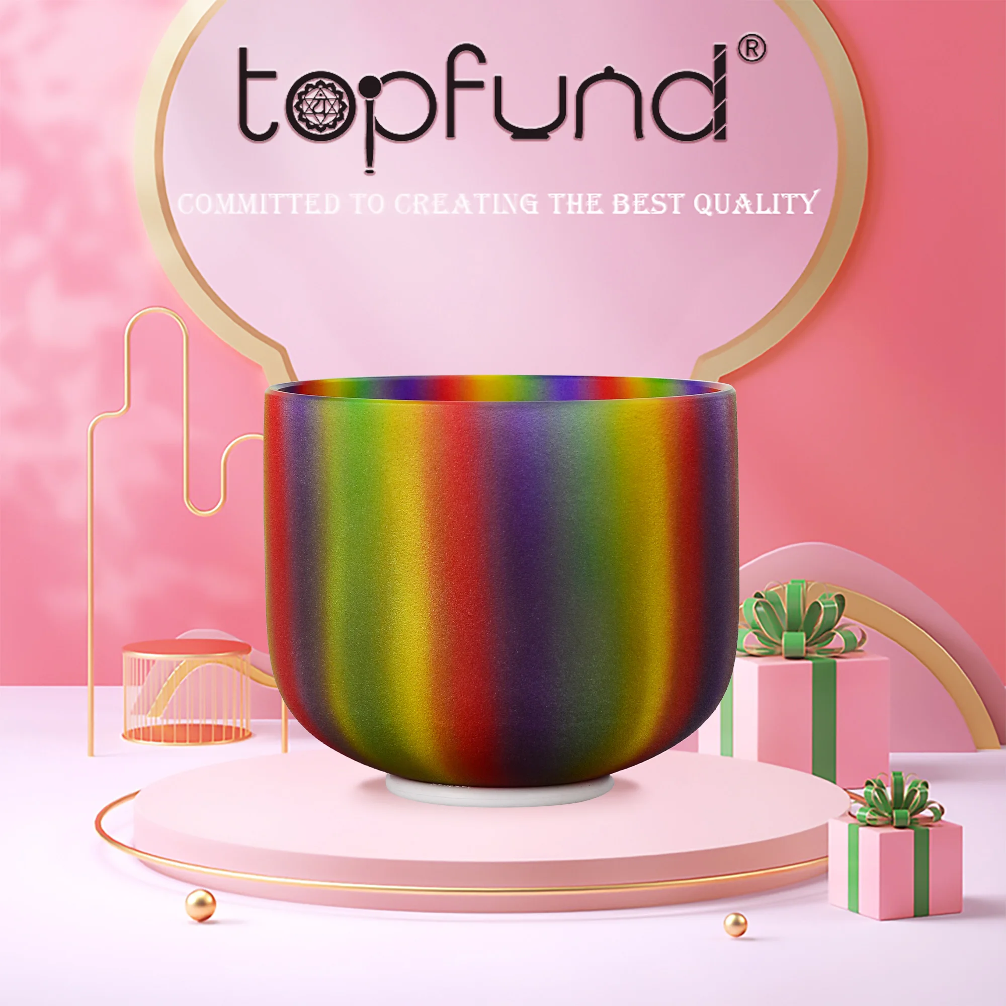 Чакра topfoundation радужного цвета матовая кварцевая Хрустальная Поющая чаша 8 дюймов