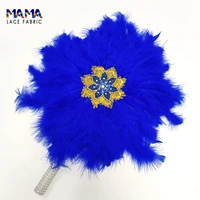 2021 new design african many color feather big fan ladies wedding feather fan for bride single feather nigerian feather handfan