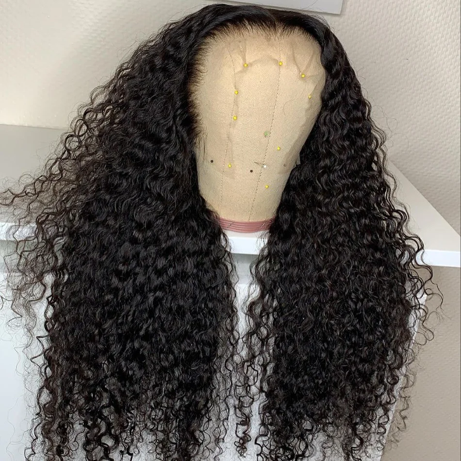 

Кудрявый кудрявый парик из натуральных волос Remy на складе США, предварительно выщипанный 13x 4 парик с кружевной передней частью, 10-24 дюйма, ку...