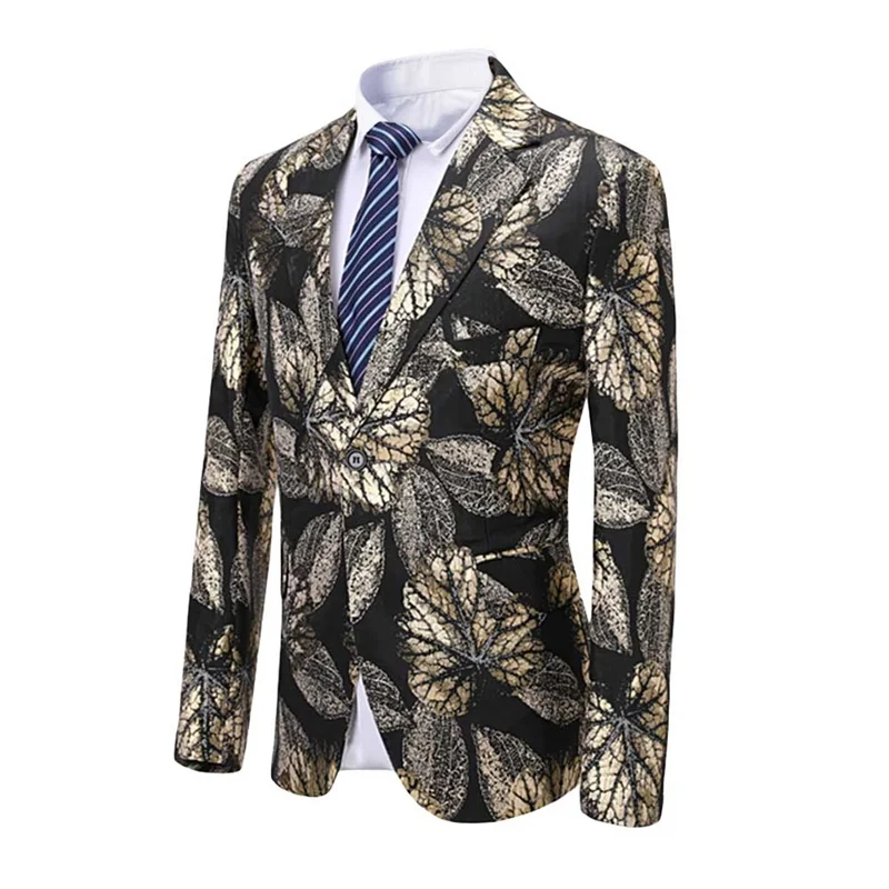 Мужской костюм с черными золотистыми листьями yunклос свадебные костюмы для