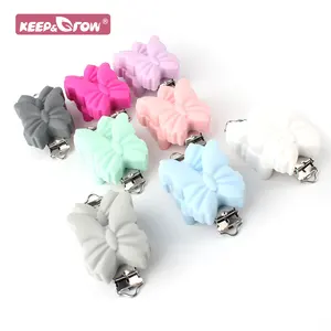 Бусины для прорезывателя зубов, пищевые, в форме бабочки, держатель для соски-пустышки, зажим с подвеской, 15 шт.