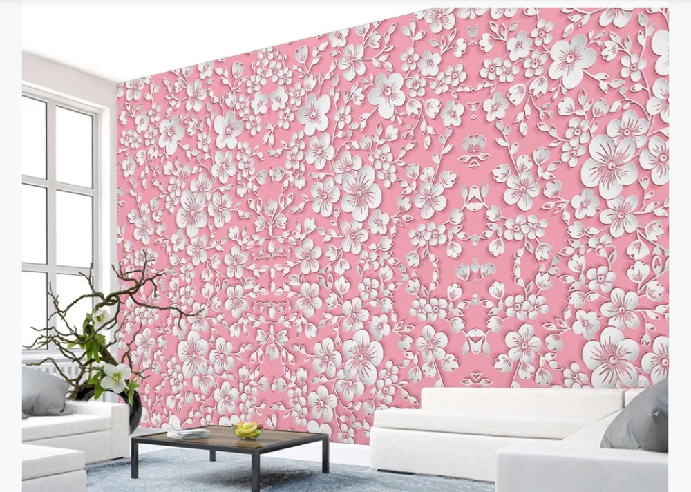 Фотообои на заказ Розовые романтические трехмерные маленькие цветы принцесса