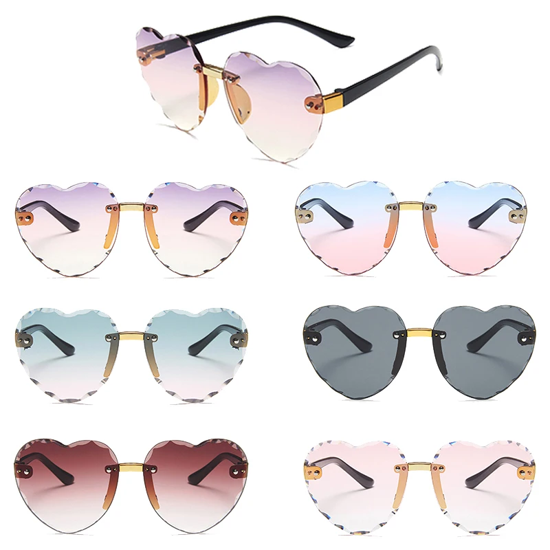 

New Kids Sunglasses Heart Shaped Vintage Eyes Glasse Children Summer Outdoor Beach Eyes Protection Baby Fashion Accessories