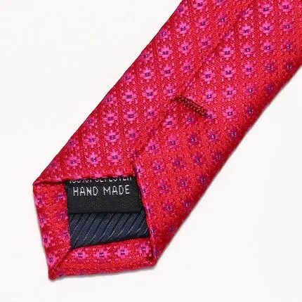 

2020 Brand New Fashion High Quality Men 7CM Geometric Pattern Red Necktie Wedding Formal Suit Neck Tie for Men with Gift Box