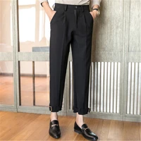 mens black dress pants korean streetwear trousers for men casual loose fit perfume masculino pantalon costume homme 2020 spring