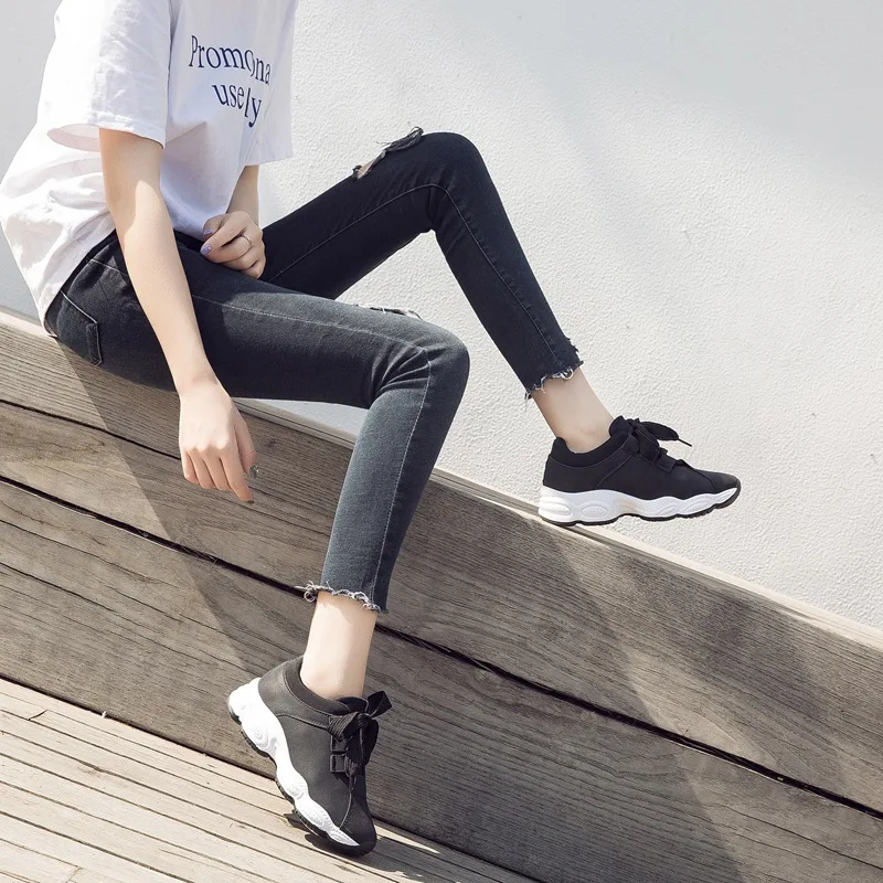 Женские кроссовки на платформе Белые Повседневные теннисные туфли