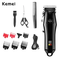 kemei barber shop electric hair clipper professional cordless hair trimmer rechargeable lithium battery haircut machine for men