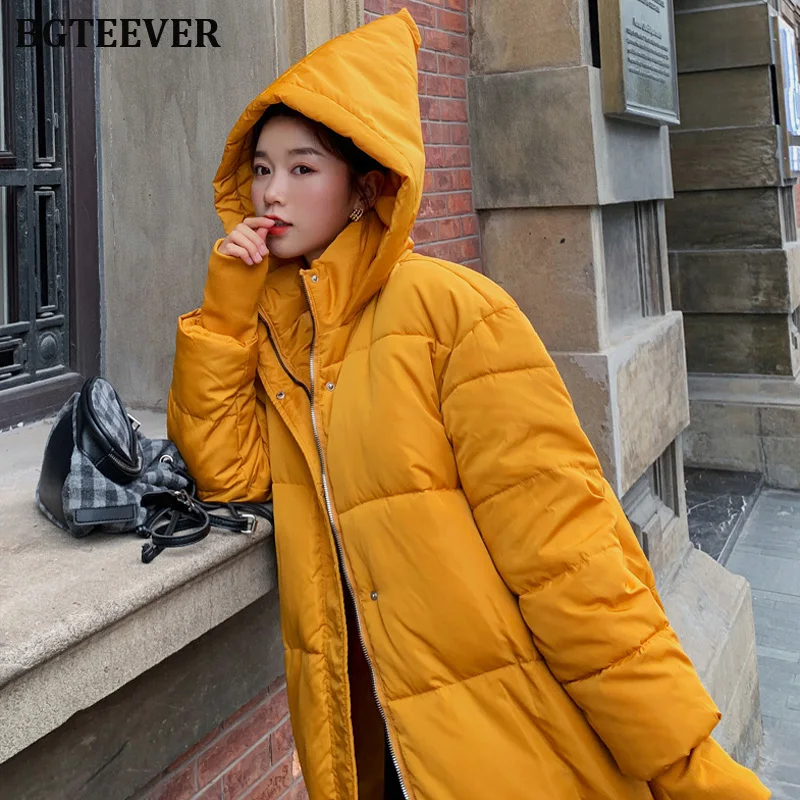 BGTEEVER модные длинные утепленные женские парки зимнее пальто куртка Femme свободные