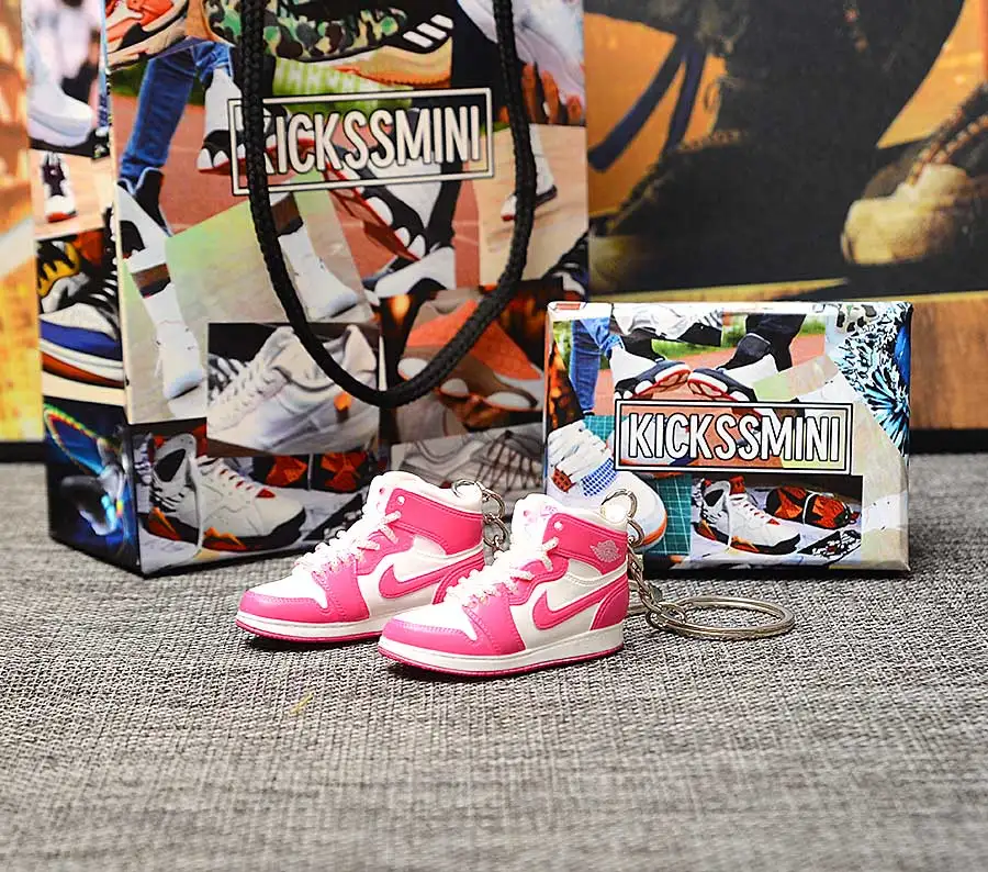 a pair w metal ring Персональный DIY Jordan Generation AIR JORDAN 1 chicago 3D кроссовок фигурный брелок сумка Подвеска парный брелок - Цвет: a pair w metal ring