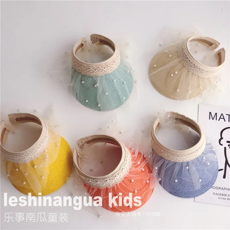 Детская одежда для девочек Новинка лета 2020 кружевная соломенная шляпа-обруч с