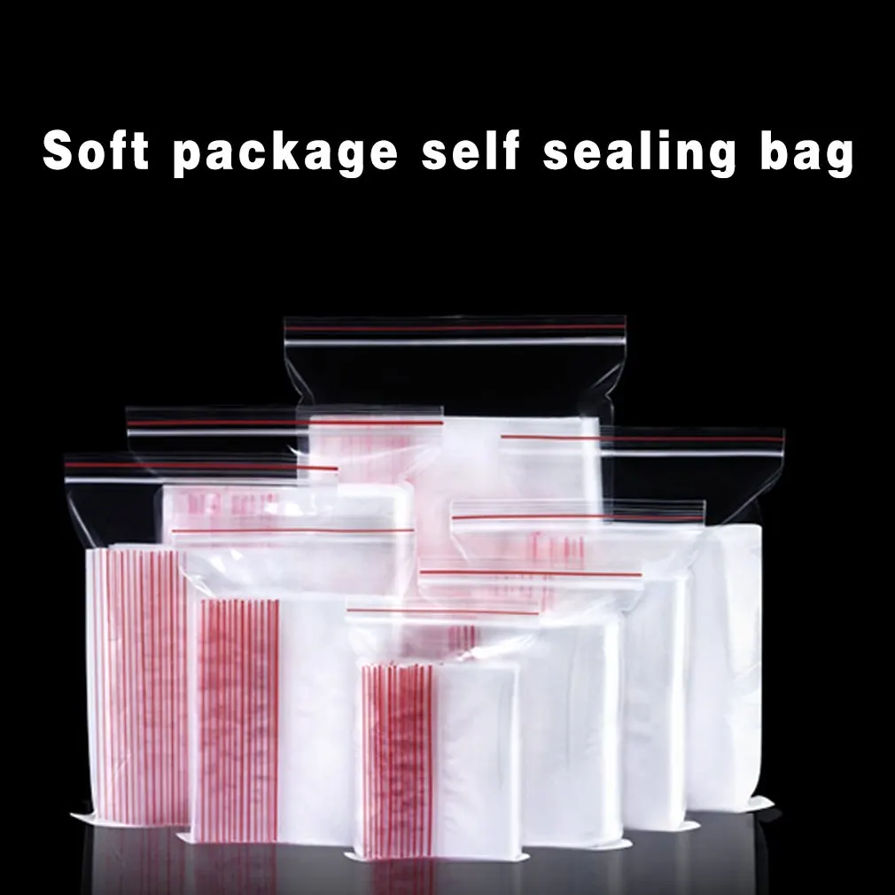 

100pcs/Lot Clear Zip Lock Bag Plastic Packaging Pouches Sealing Zipper Plastic Bags Jewelry / Food ziplock Storage Bag