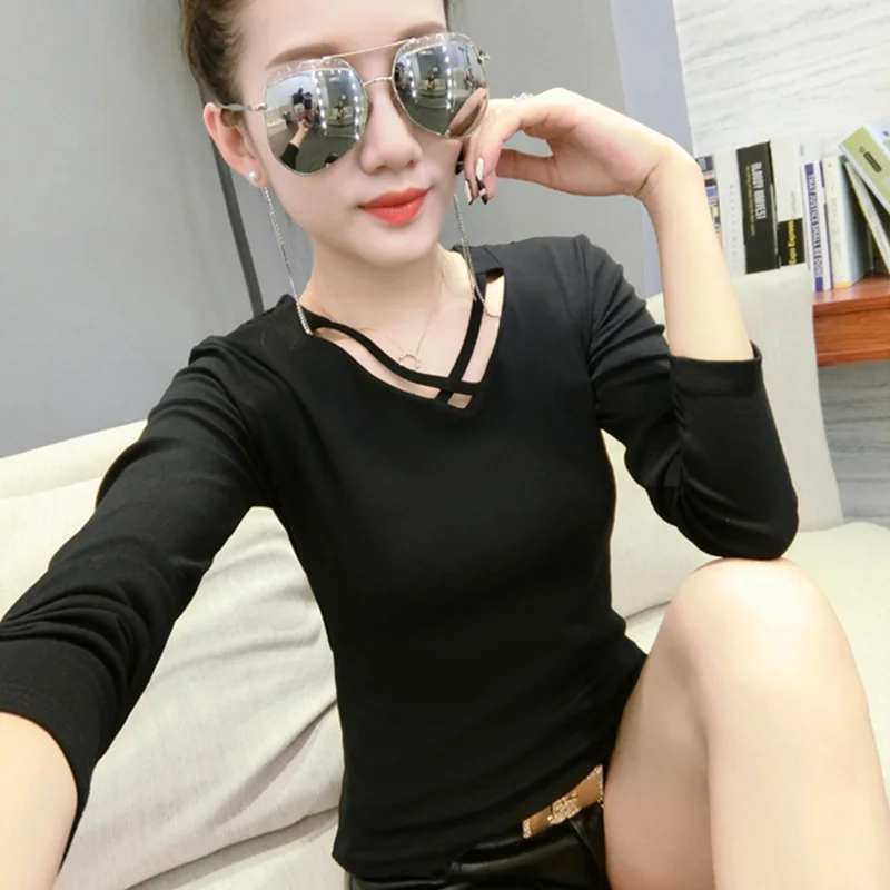 

Spring 2020 Cotton T shirt Women Back Mesh Patchwork Butterfly Lace Embroidery Long Sleeve Multi Colors Casual Tops Tee T02424B