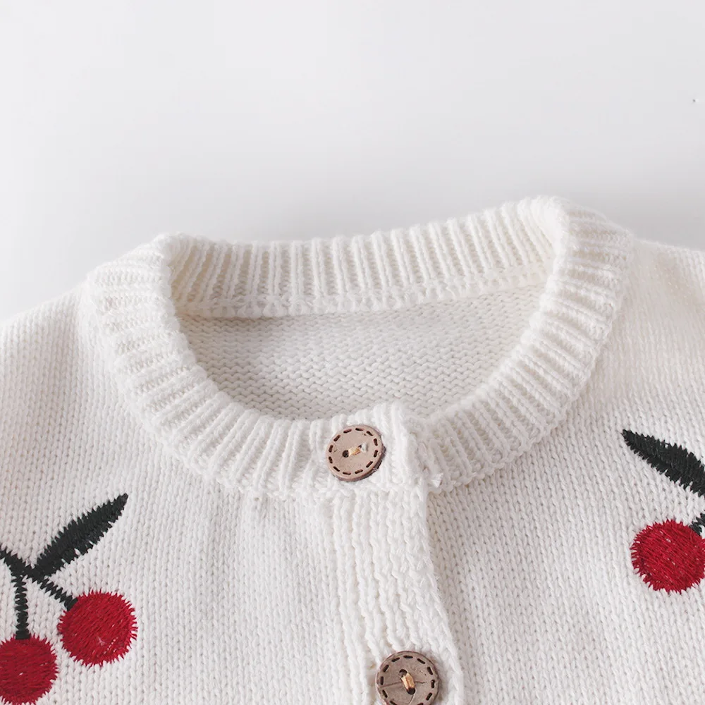 

Cute Cherry Baby Girl 2PCS Sets 2020 Valentine Day Long Sleeve Sweater Coat +Romper Princess Outfits Kids Clothes 0-2Y E86023