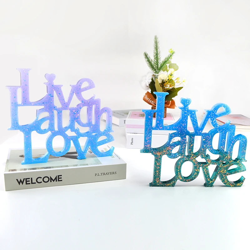 Live Laugh Love Letter Sign Resin Silicone Mold Casting Formy Silikonowe Craft Tool Home Decoration Supplies Jewelry Accessories