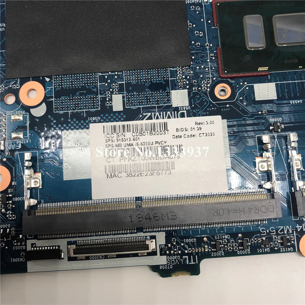 Для HP EliteBook 850 G3 840 Материнская плата ноутбука i5-6200U 6050A2892401 918312-001 918312-501 918312-601