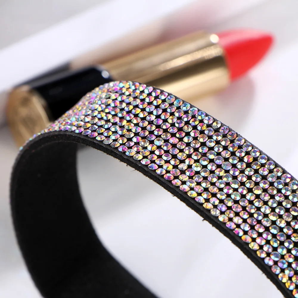 Женское колье чокер с кристаллами FIMAODZ черная белая красная готика Харадзюку