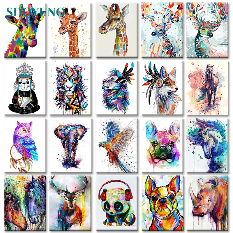 

GATYZTORY 40x50cm Frameless Painting By Numbers Animals On Canvas Pictures By Numbers Home Decoration DIY minimalism Style