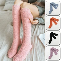 new winter thigh high socks coral velvet knee socks thick warm soild color stockings christmas sexy stocking stuffers
