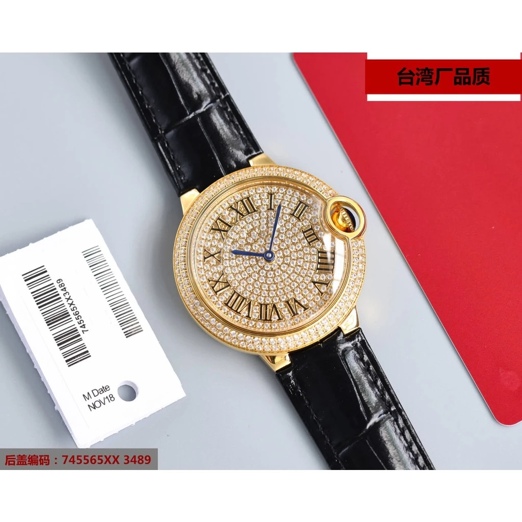 

Часы наручные женские из нержавеющей стали, кварцевые с синими кожаными бриллиантами, 36 мм