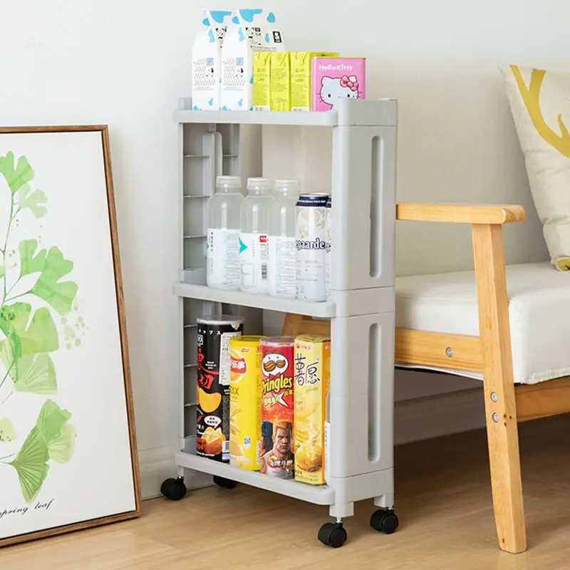 Многофункциональные полки стеллаж для хранения в ванной комнате узкий кухонный