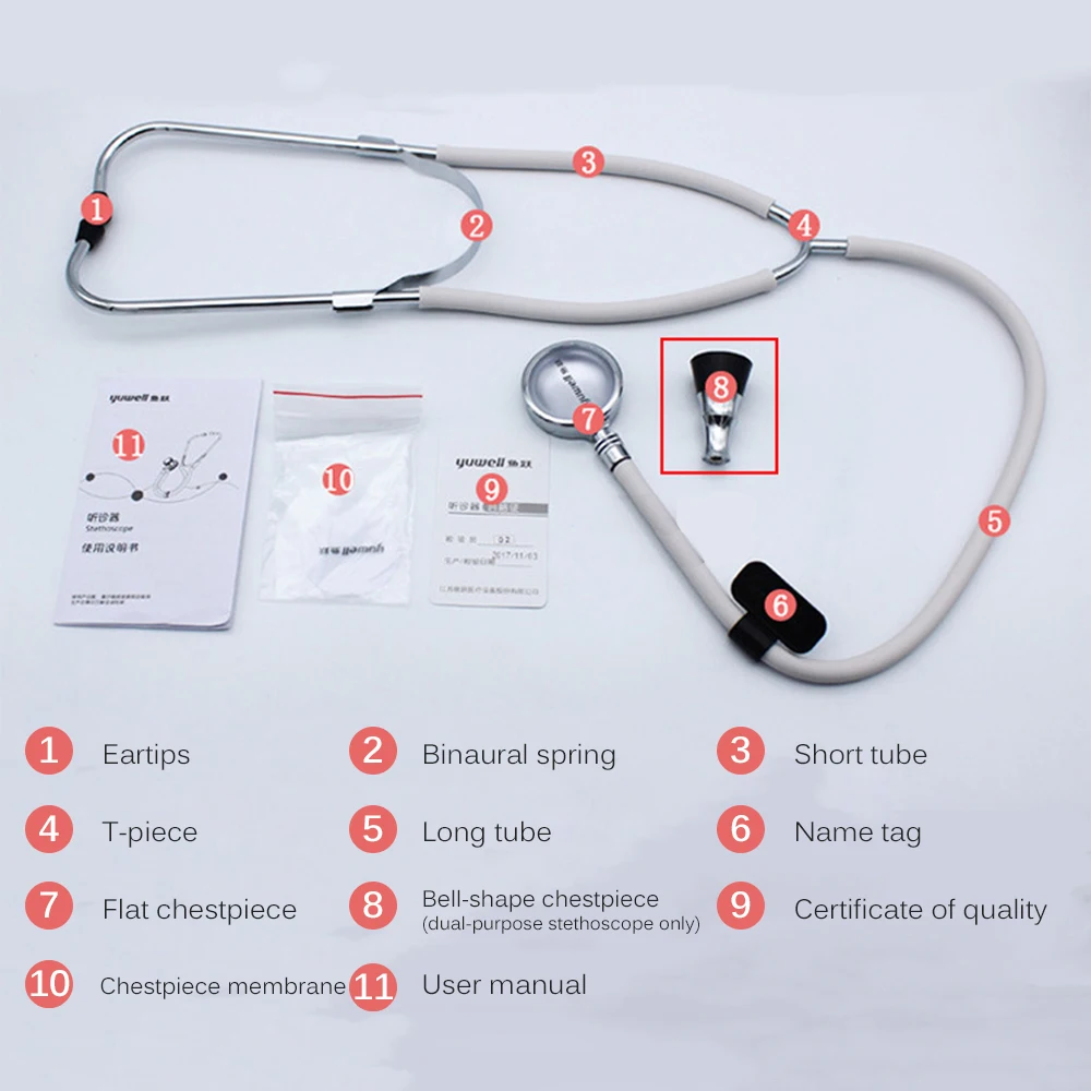 Портативный стетоскоп с двойной головкой медицинский медный для клиник Хо