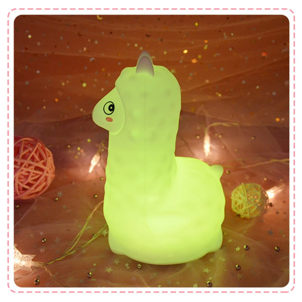 

Lovely Alpaca Night Light Cartoon Desktop Light Children Room Decoration Lamp Eye Protection LED Light for Home (Battery Pattern