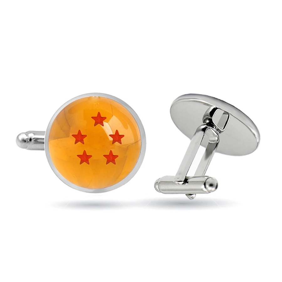 Дракон Бальные запонки Dragon Ball звезды Серебряная стеклянная Галстук Зажим ручной