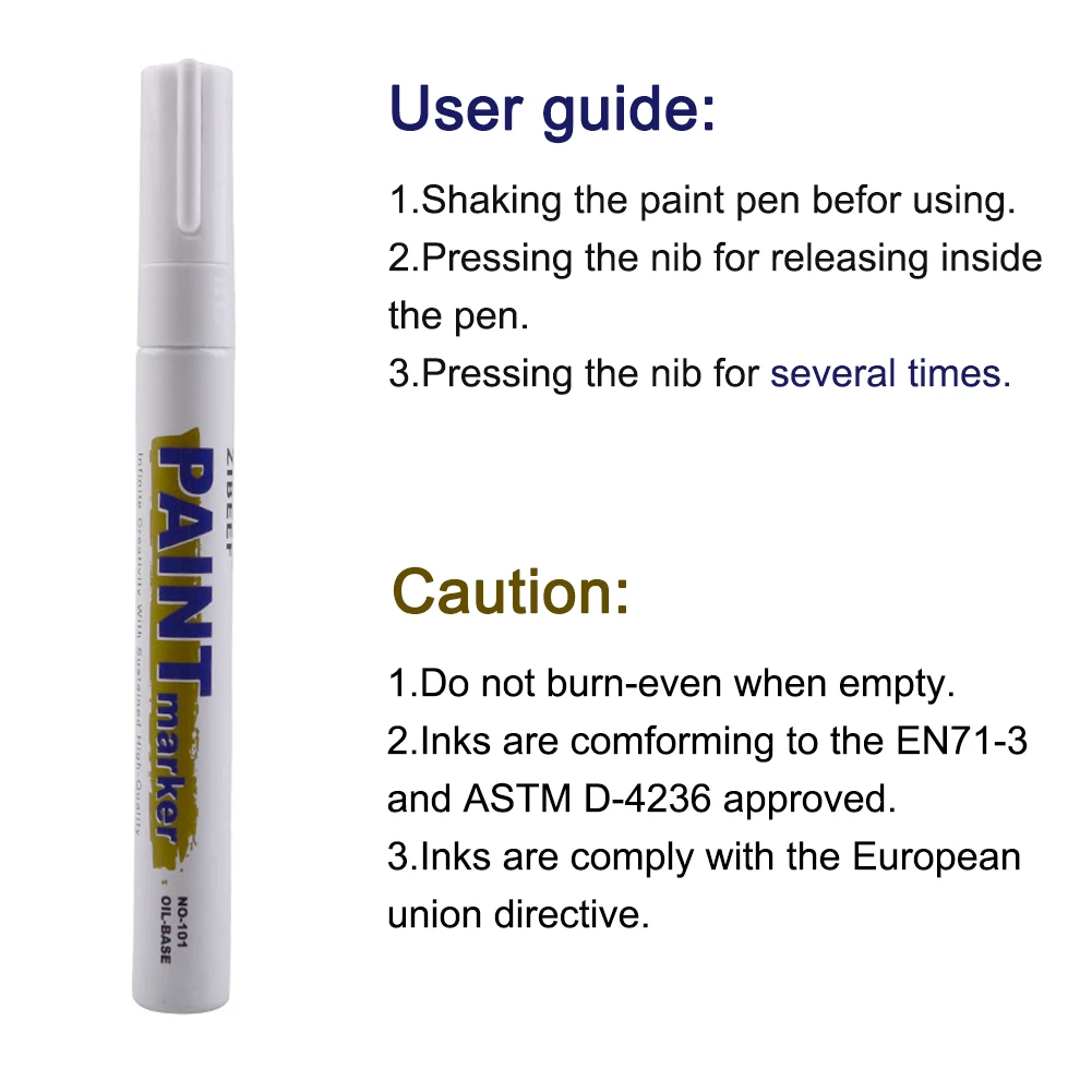 

3pcs White Paint Pens Paint Markers Waterproof Car Tire Oil-Based Paint Pen Set Quick Dry and Permanent Shipping Fast delivery