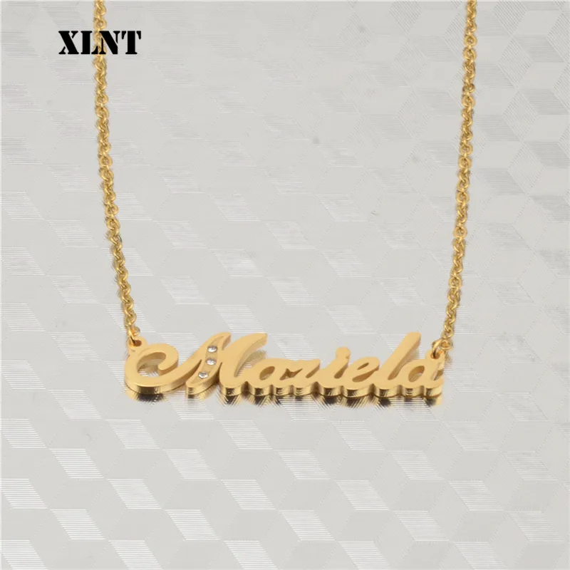 XLNT Mariela Name Necklace Handmade Custom Personalized Necklaces for Women Men Stainless Steel Statement Choker Bijoux | Украшения и