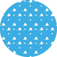 blue sky cloud happy birthday toy round backdrop boys kids baby party decorations dessert table photo background circle cover