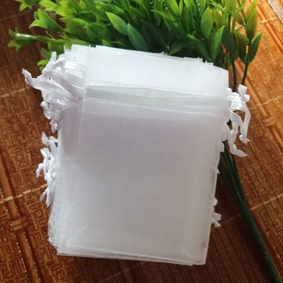 100pcs/Lot Organza Drawstring Bags 5x7 7x9 9x12 10x15cm Jewelry Packaging Bags Wedding Christmas Birthday Gift Packing Pouces
