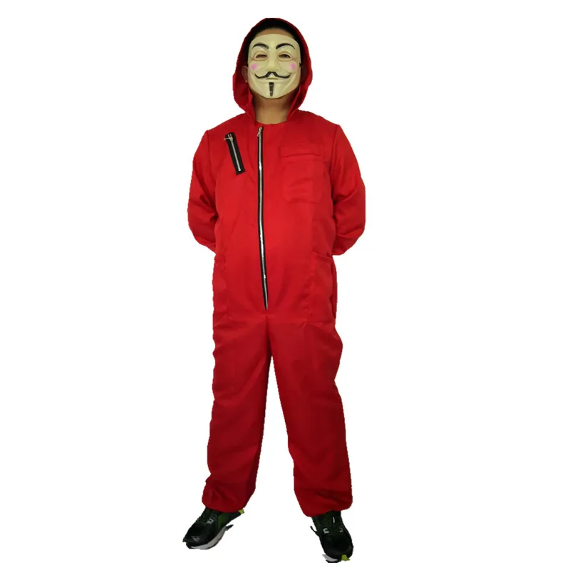 

New V for Vendetta Anonymous Guy Fawkes Fancy Adult Costume Salvador Dali The House of Paper La Casa De Papel Cosplay Costume
